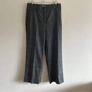 LOFT Black Plaid Flare Career Office Pants Sz 4